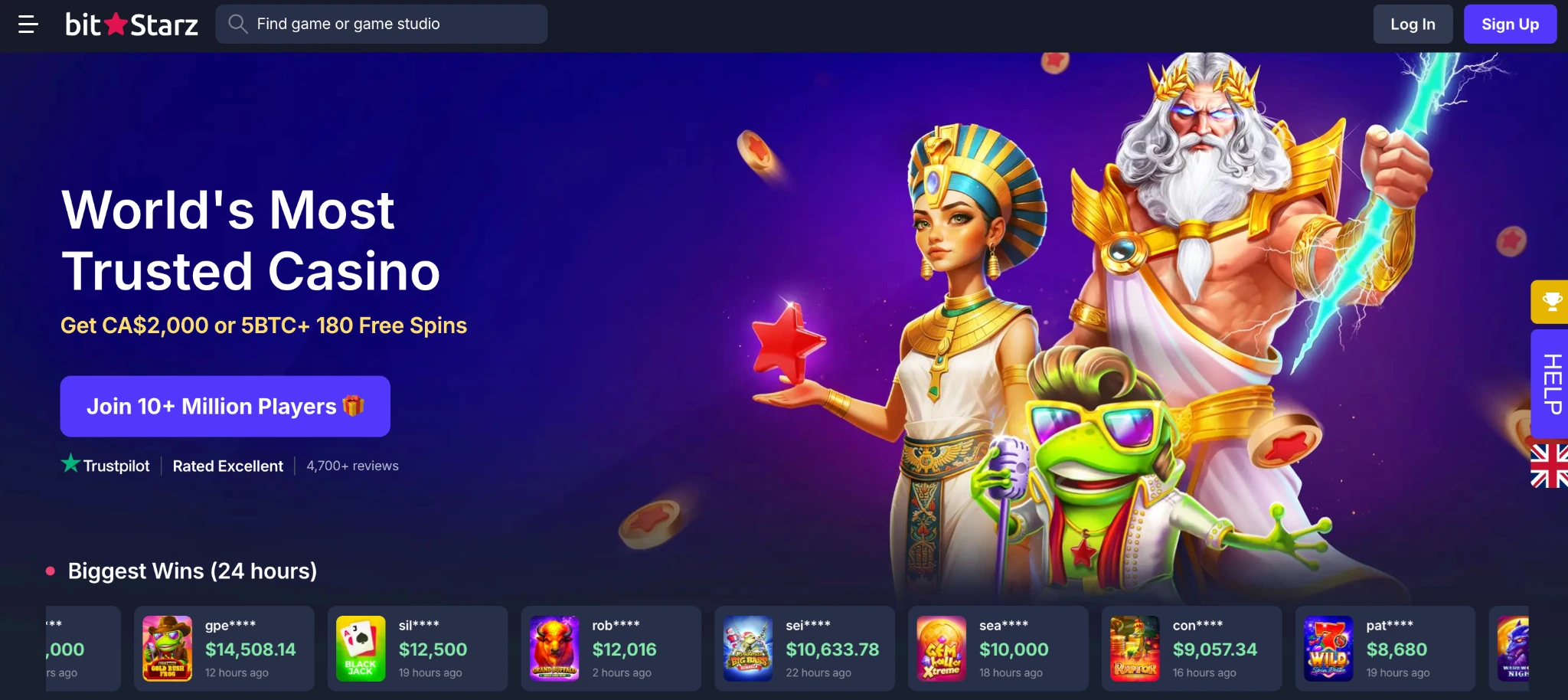BitStarz casino homepage